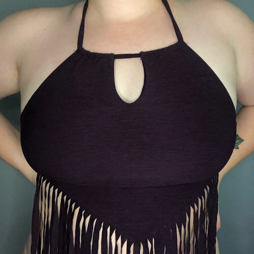 Missimo purple fringe bikini top